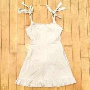 Nasty Gal White Boho Romantic Textured Mini Dress with Tie Bow Straps Size 4